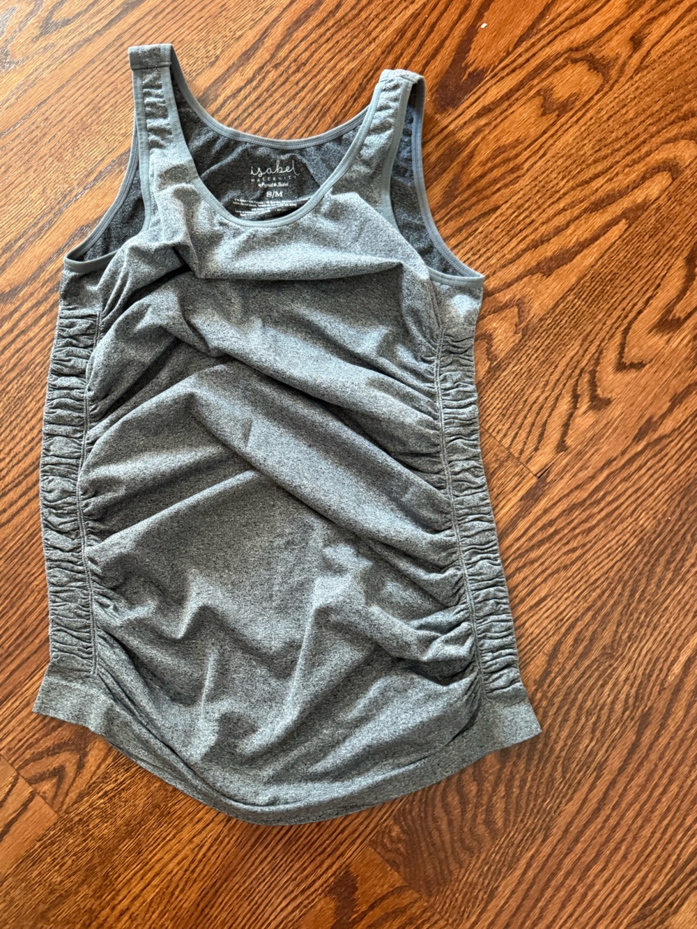Isabel Maternity Gray Ruched Tank Top - S/M - Picture 2 of 4